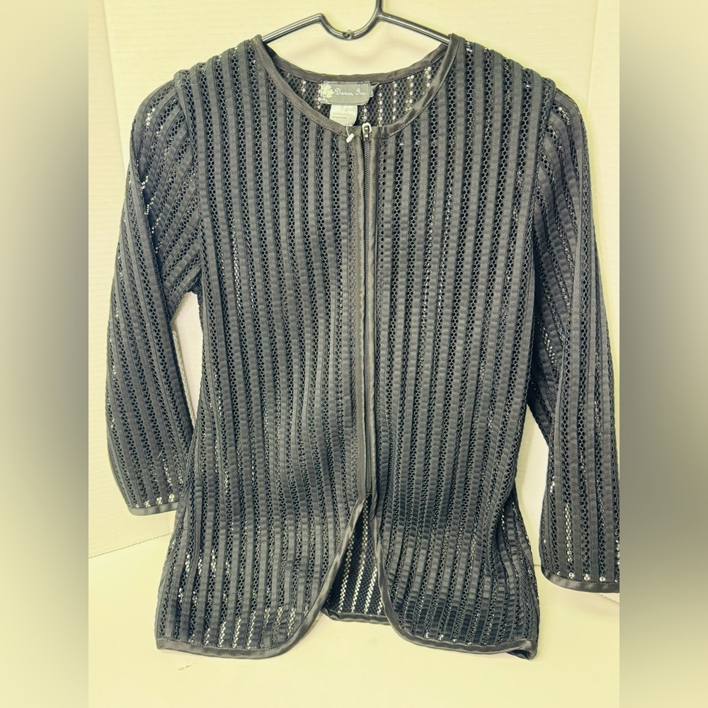 Damee, Inc. Sz Zipper Jacket Cover Up Top Shirt Blouse Black S